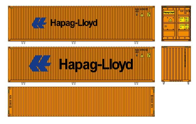 

Модель Икон Масштаб HO 1/80 Серия Морских Контейнеров 40 футов High Cube Hapag-Lloyd (2 упаковки) 778B - Товары для модельных железных дорог