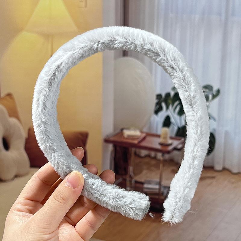 Herbst/Winter Damen Einfaches Bonbonfarbenes Plüsch-Stirnband mit breiter Krempe - Niedliches und vielseitiges Haaraccessoire