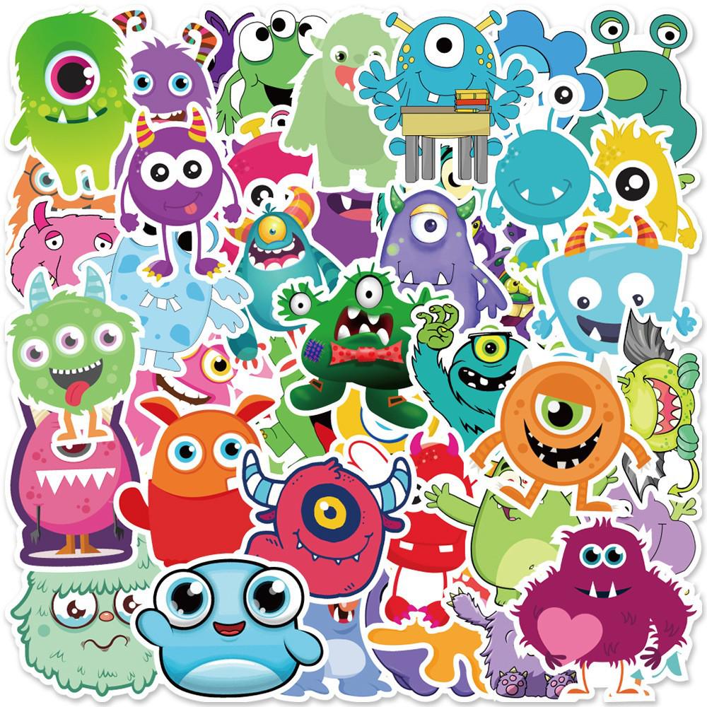 50pcs Cartoon Monster Graffiti Stickers: Waterproof, Creative Decorations for Car, Phone, Computer - Perfect for Students