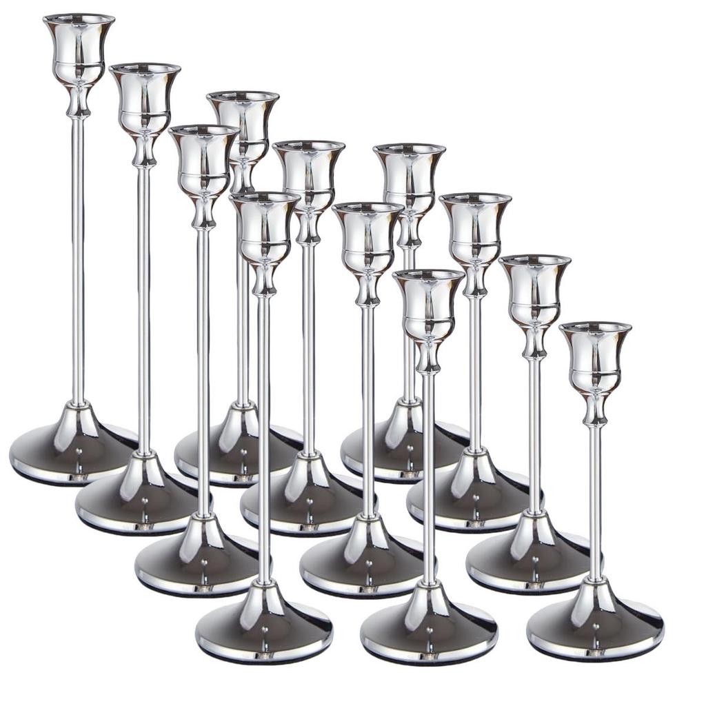 Set of 6 Elegant Bronze European Candle Holders for Romantic Tabletop Wedding and Dinner Decor