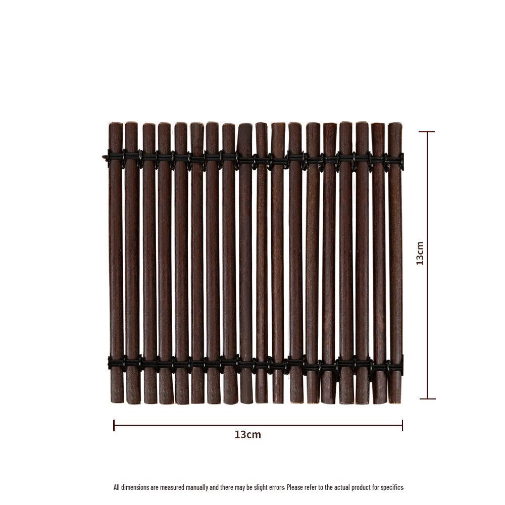 Retro Bamboo Tea Ceremony Coaster Set: Heat Insulation Placemat, Woven Tea Mat, Purple Bamboo Ornament, Tea Accessories.