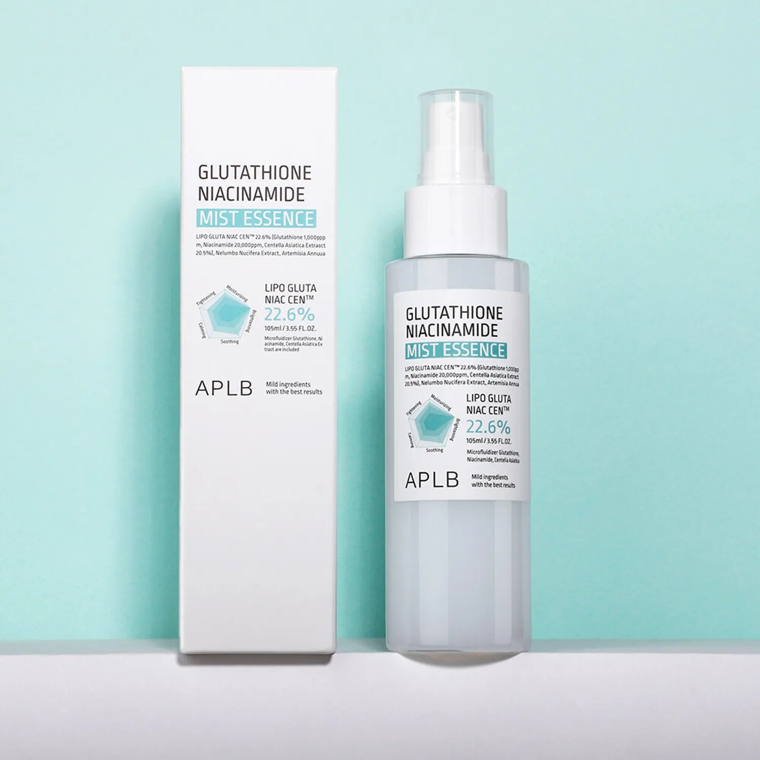 APLB Glutathione Niacinamide Mist Essence 105ml | Presenting Hydrated Texture, Brightening, Smoothing Texture 105ml