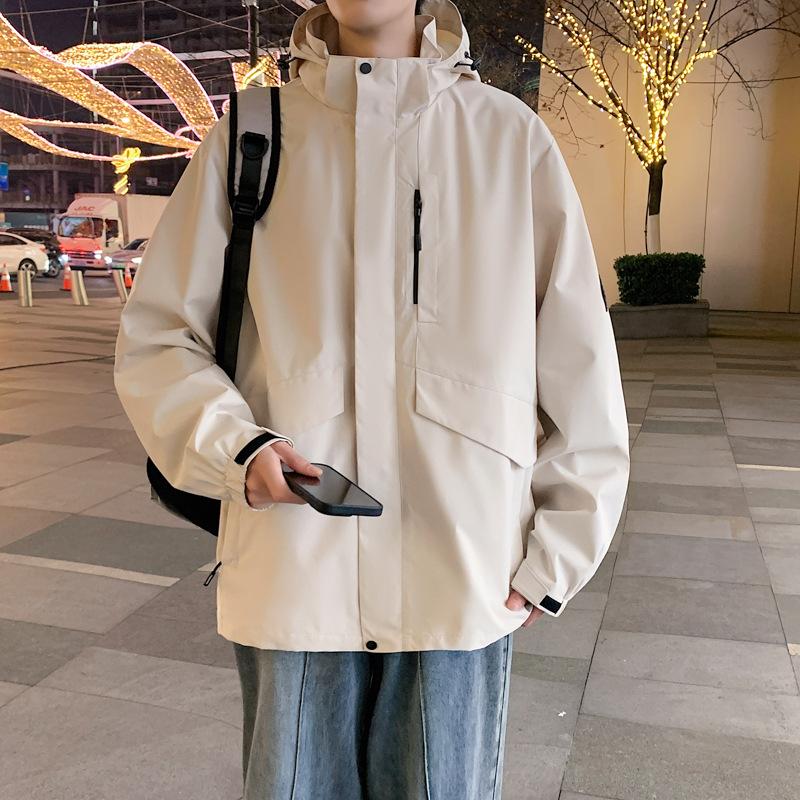 

Весенне-осенняя куртка Tooling Jacket Мужская новая повседневная куртка с капюшоном Ранняя осень Тонкая спортивная куртка Ruffian Handsome 5XL слоновая кость