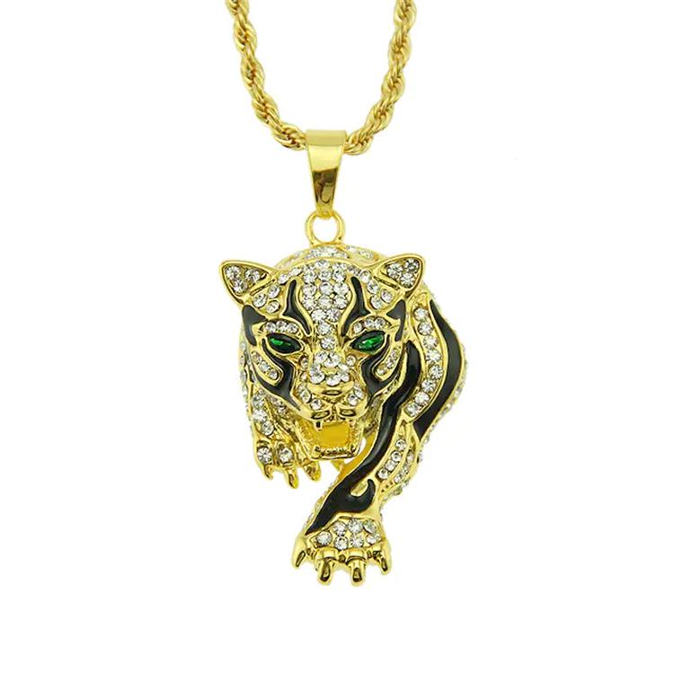 Men s pendant necklace, long necklace, classic tiger unique design fashionable gold-plated necklace, jewelry