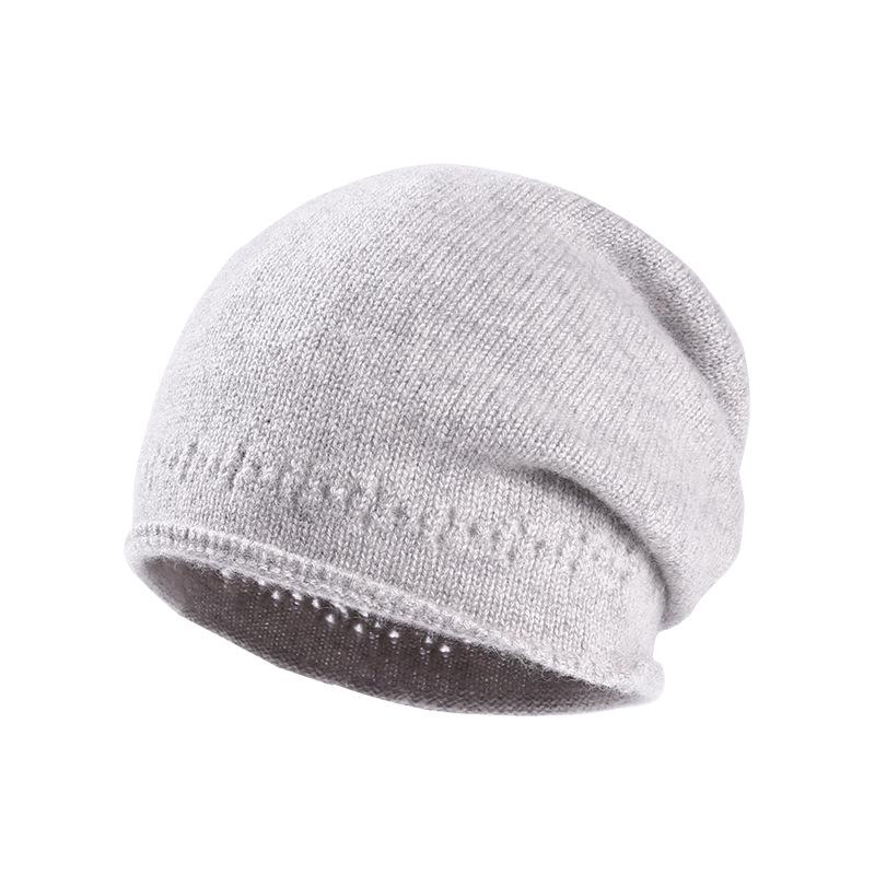 Damska czapka beanie z czystego kaszmiru - wszechstronna czapka typu slouchy na jesień i zimę
