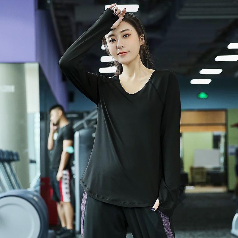 

Women s Plus Size Quick-Dry Long Sleeve Yoga T-Shirt - Loose Fit Athletic Top for Autumn/Winter 3XL чёрный