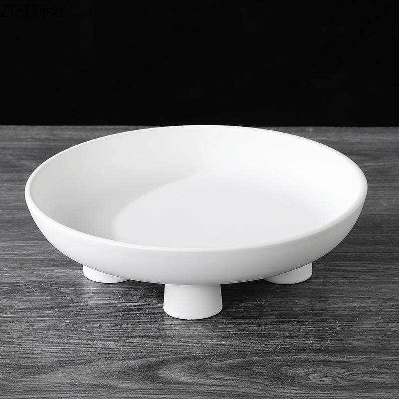 Creative Round Fruit Bowl Snack Dessert Plate Fruits Plate Ceramic Storage Tray Living Room Coffee Table Household Fruit Tray