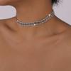 Geometric Rhinestone Necklace Choker Hollow Out Clavicle Chain Sweet Crystal Clavicle Chain  Party
