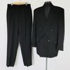 FARIANI Alemanha Fato Duplo Outono/Inverno Masculino G Preto Ajustador de Cintura Japão(USADO)