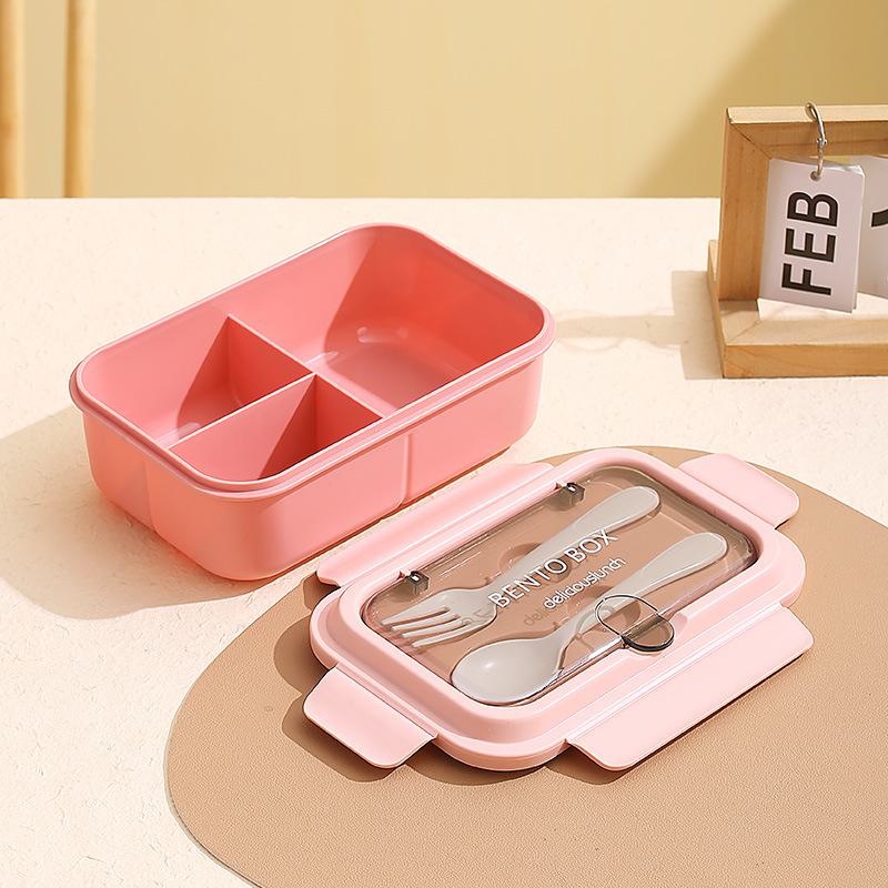 Lunchbox aus Edelstahl im nordischen Stil mit Gabel und Löffel, mikrowellengeeignet