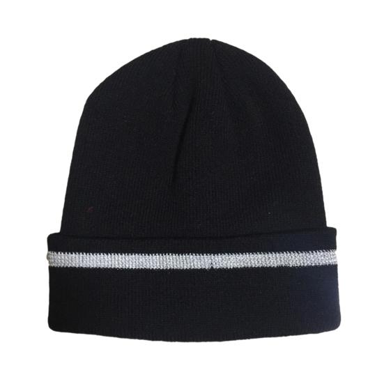 Knitting Hat Reflective Strip Design Warm Unisex Hat Outdoor Windproof Cold Resistance Elastic Hat Headwear