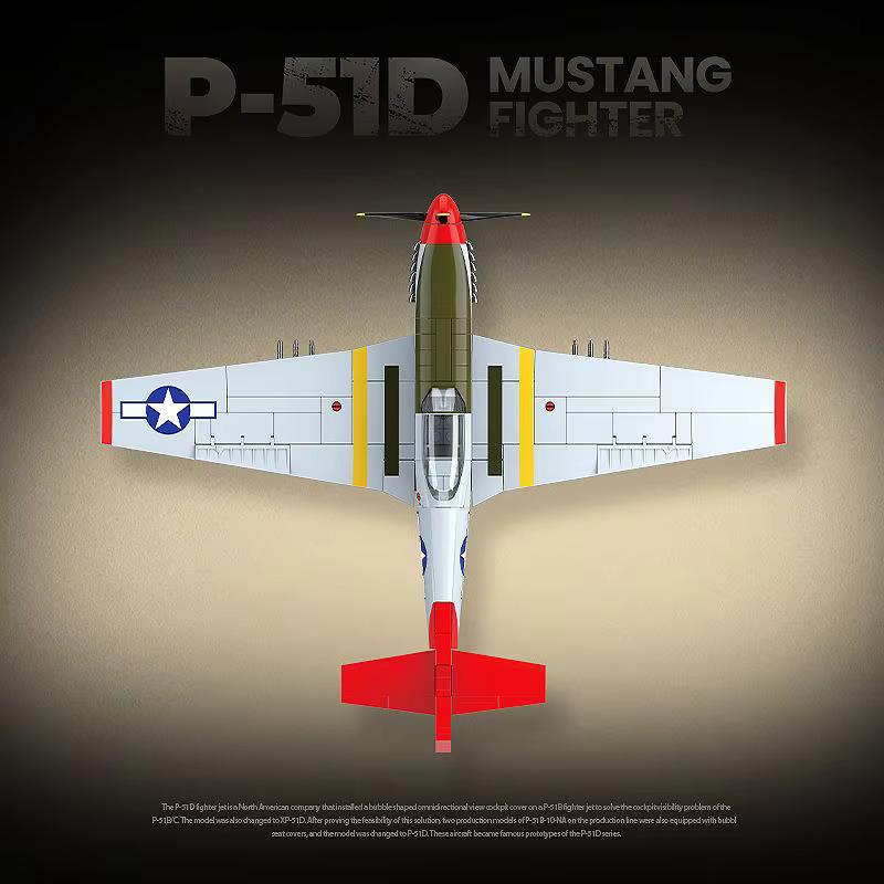 Full Crown P-51D Mustang Fighter Intelligent Assembly Building Block Toy Model Gift 100278 Military
