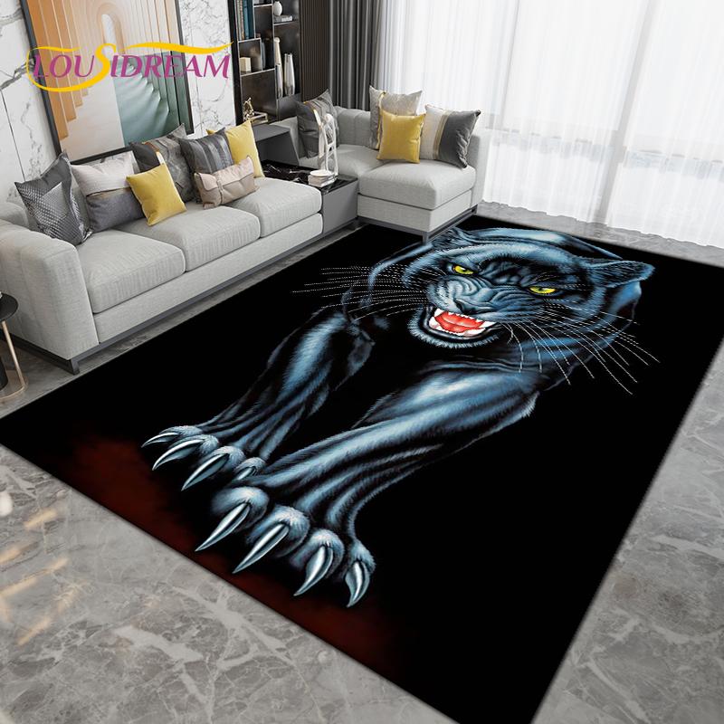 Cartoon Tiger Lion Wolf Animal Area Rug,Carpet Rug for Living Room Bedroom Sofa,Doormat Kitchen Bathroom Non-slip Floor Mat Gift