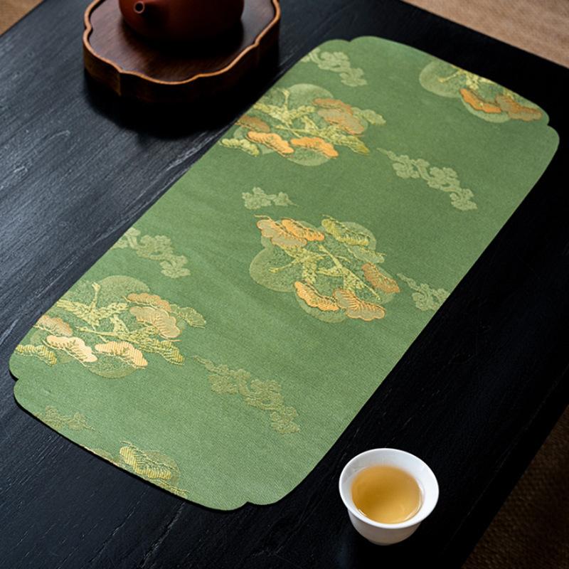 Chinese Tea Mat Cloud Pine Brocade Tea Table Cloth Cotton Linen Tea Ceremony Accessories