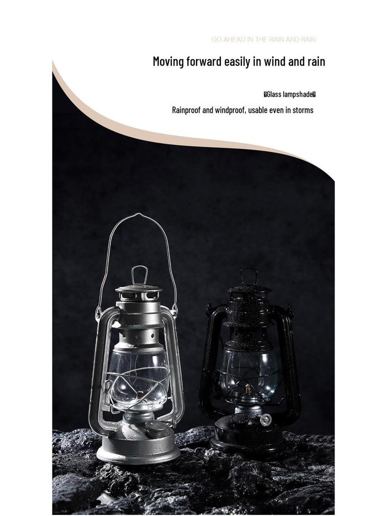 Retro Handheld Kerosene Lantern for Outdoor Camping and Decor