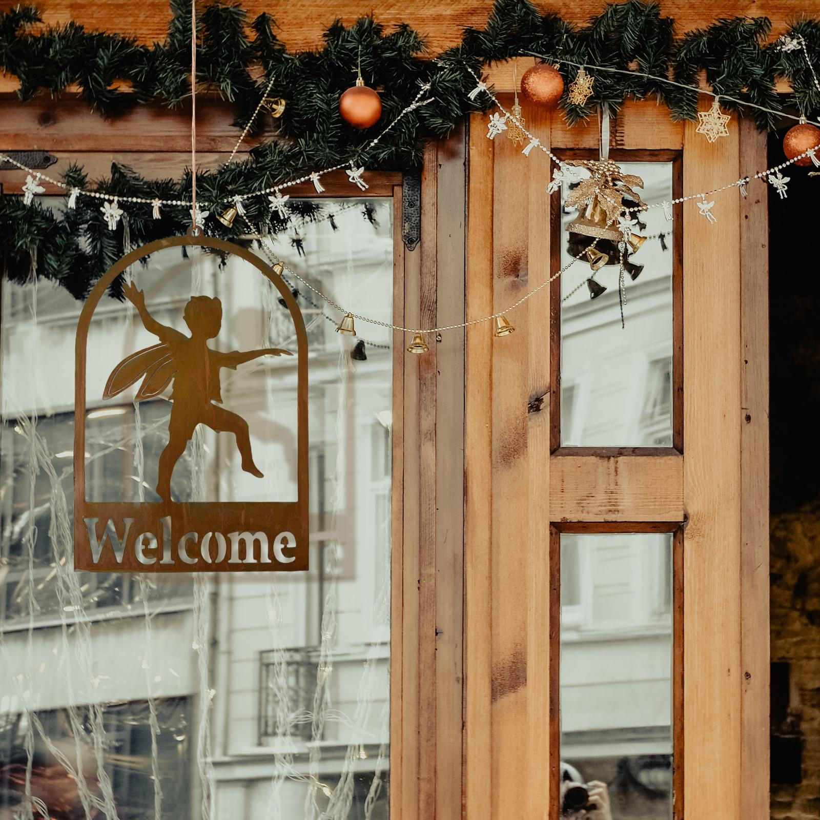 

Iron Welcome Sign Hanging Decorative Door Pendant Plaque for Indoor, Home Outdoor Entrance