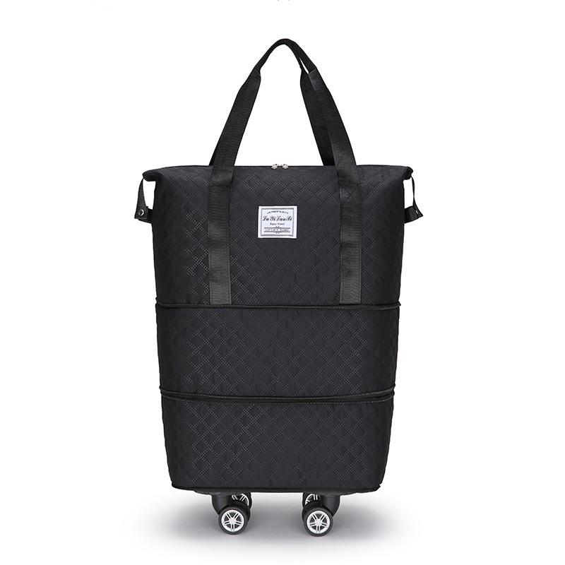 Expandable Large Capacity Travel Bag with Wheels, Double Layer, Foldable, Wet & Dry Separation, Ideal Hospital Carry-on