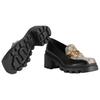 Gucci Mocassini con Zeppa e Fibbia Intrecciata in Pelle Donna Nero 670417 DKSM0 1063