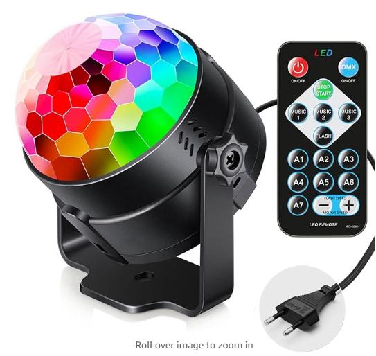 Disco Ball Strobe Lamp 7 Modes Stage Light for Home Room Dance Parties Birthday Karaoke Halloween Christmas Decorations