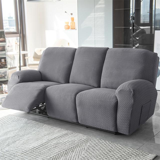1 2 3 Seater Recliner Sofa Cover Stretch Spandex Lazy Boy Armchair Covers Jacquard Solid Color Couch Slipcovers For Living Room