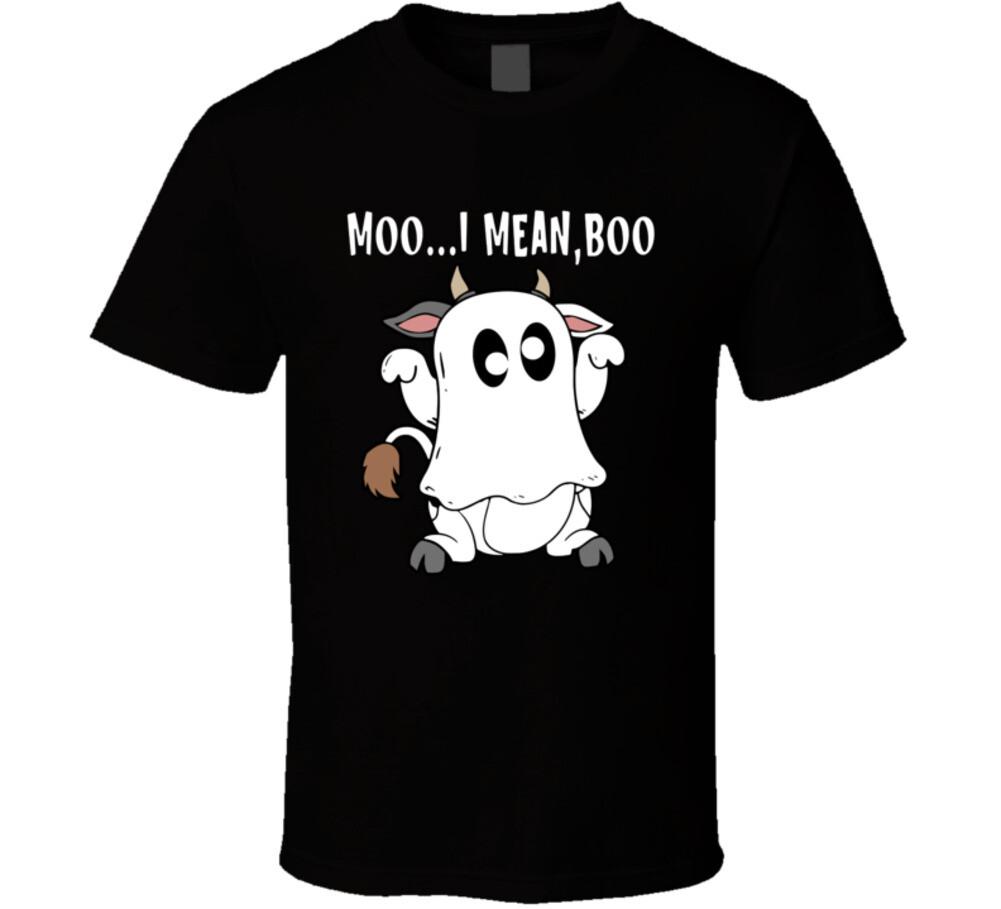 Moo I Mean Boo Ghost Cow Halloween T Shirt