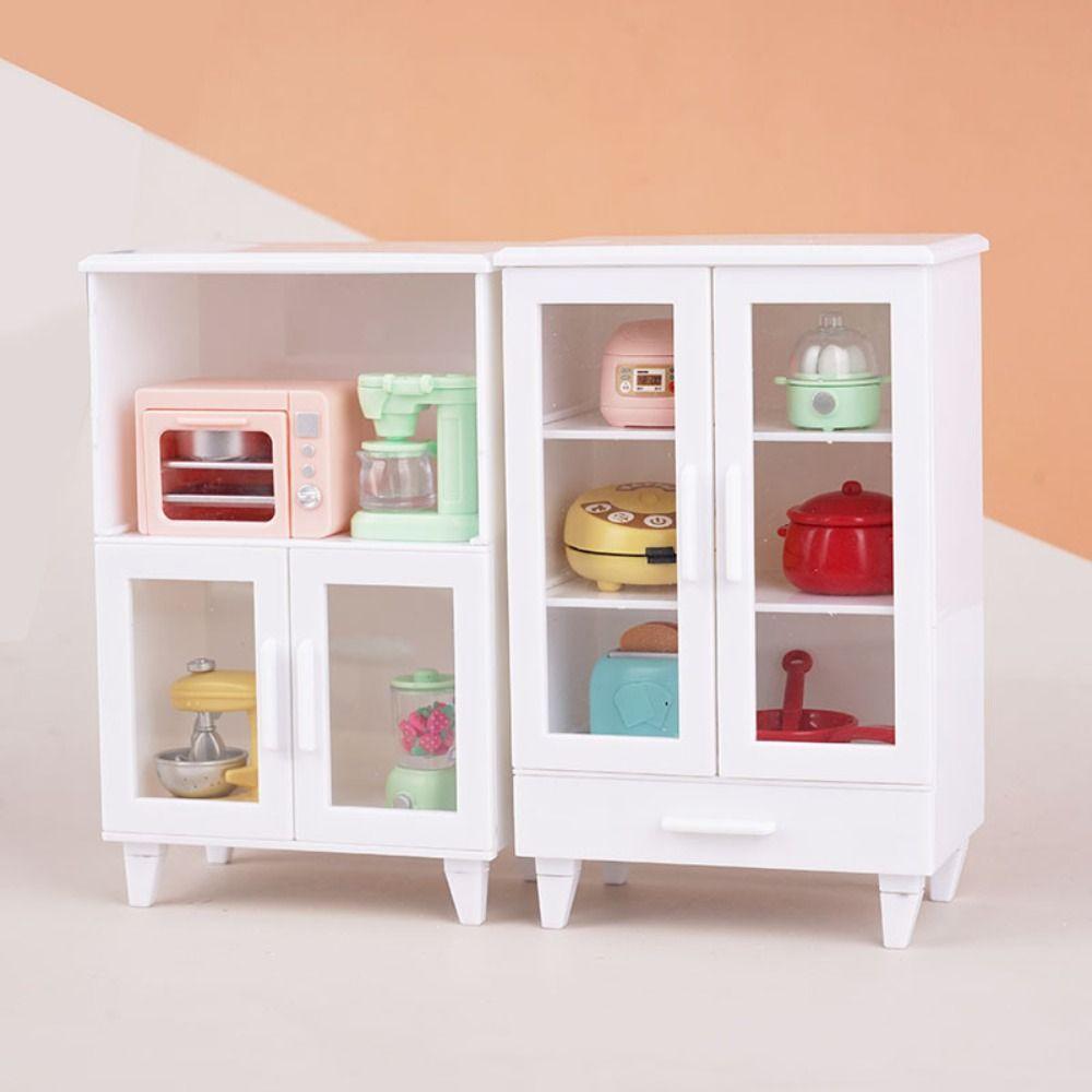 Mini Furniture Dollhouse Cupboard Pretend Play Doll Display Cabinet  Doll House Accessories