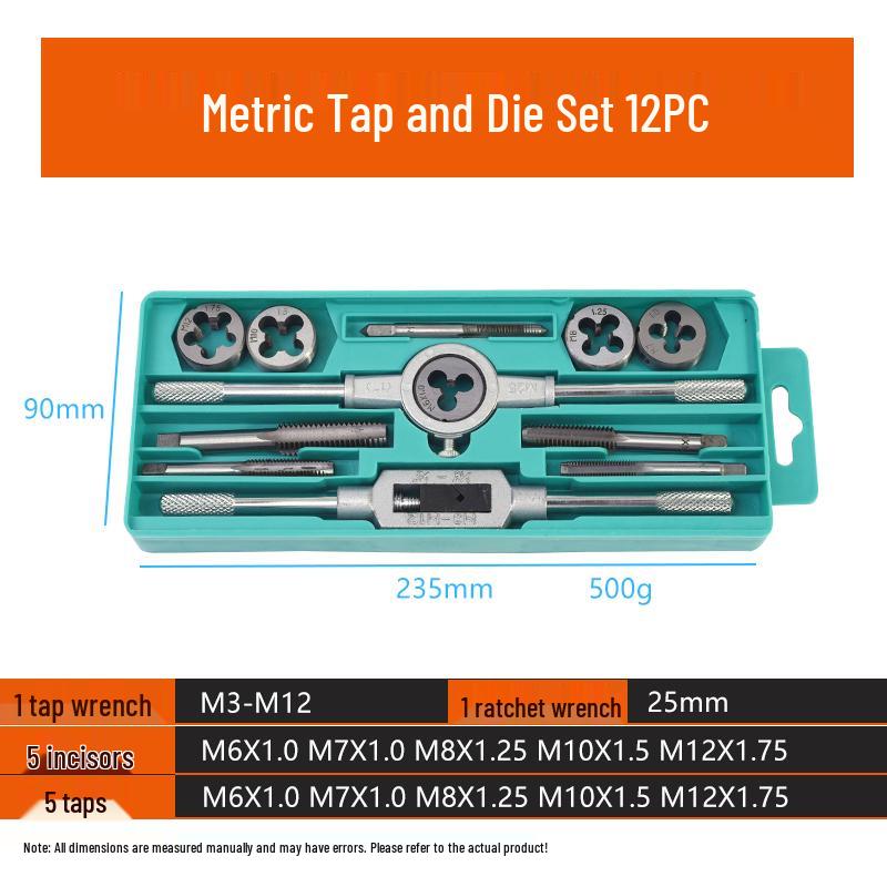 Metric & Imperial Tap and Die Set with Hand Reamer & Tap Holder – Comprehensive Threading Tool Kit.