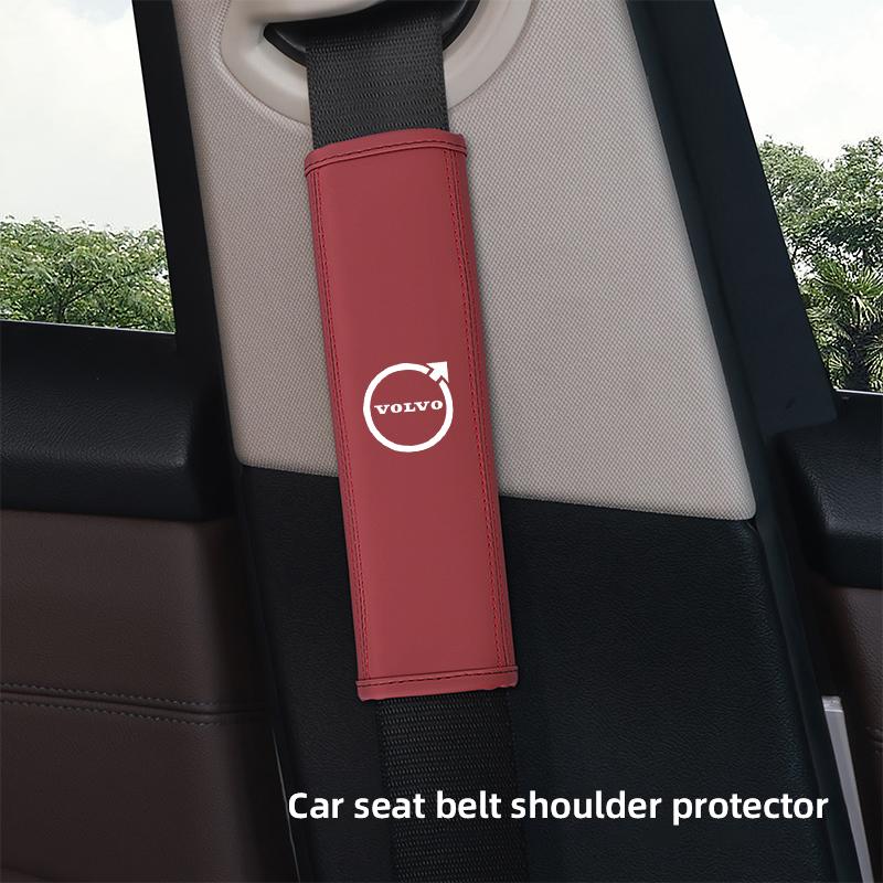 2pcs Leather Car Seat Belt Cover Shoulder Protector Pad Cover Auto Accessories For Volvo V60 XC90 S60 XC60 V50 EX30 EM90 S80L