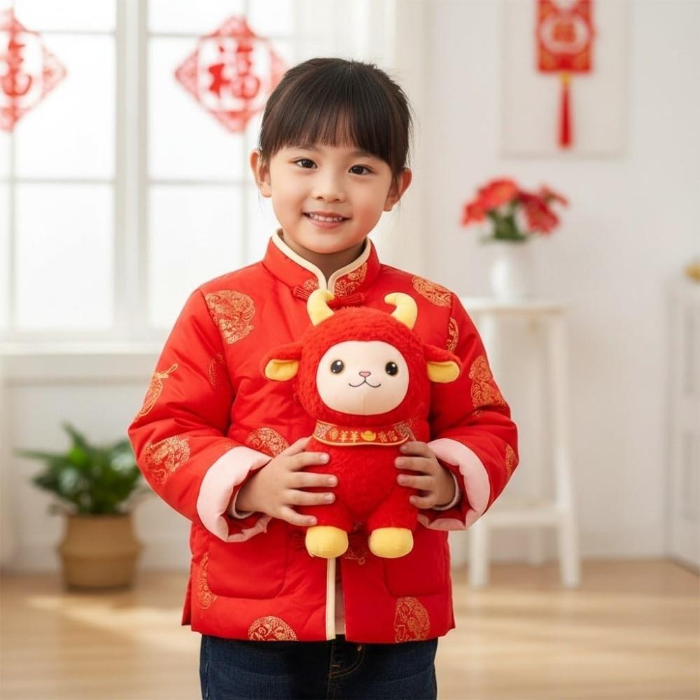 Red Zodiac Sheep Doll Cute New Year Gift Fortune Mascot Cushion Plush Lamb Toy Spring Festival