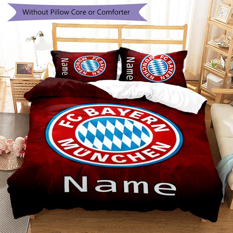3pcs Custom Name Bayern Munich Bedding Set Duvet Cover Closure Includes 1 Duvet Cover & 2 Pillowcases for All Seasons Bedroom Decor