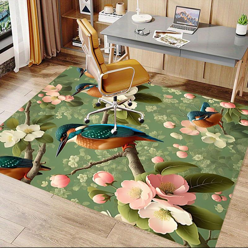 1 Stück Retro-Vogelmuster Extra groß Rutschfester Bodenteppich, Büro, Familie, Schlafzimmer, Großer Teppich Innenbereich Teppiche, Lebendige Farben-W205