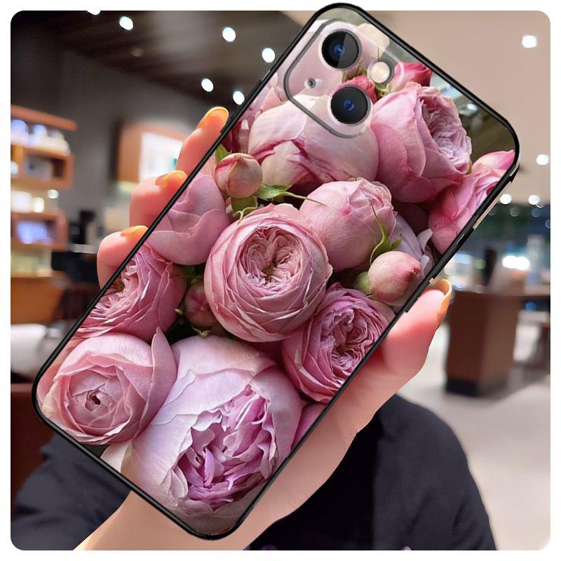 Elegant Pink Purple Peony Flower Case For iPhone 17 Pro Max 15 14 13 11 12 16 Pro Max mini 15 16 Plus 16e 17 Air Phone Cover