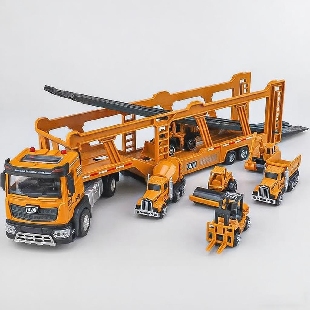 1:40 Double-decker Transport Vehicle Boys Diecast City Carrier Car Light Sound Truck Construction Collection Toys For Children