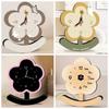 Charming Wooden Silent Pendulum Clock Elegant Clear Dial Desk Clock Vintage Non-slip Small Flower Clock Office