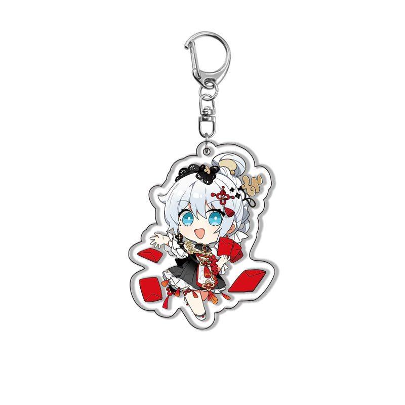 6CM Honkai Impact 3 Game Keychains Kiana Kaslana Double-sided Cartoon Figure Key Ring for Women Men Car Handbag Pendant Gifts