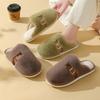 Plush Buckle Cotton Shoes Autumn and Winter Leisure Indoor Home Couple Plush Thick-soled Warm Cotton Slippers EVA Sole