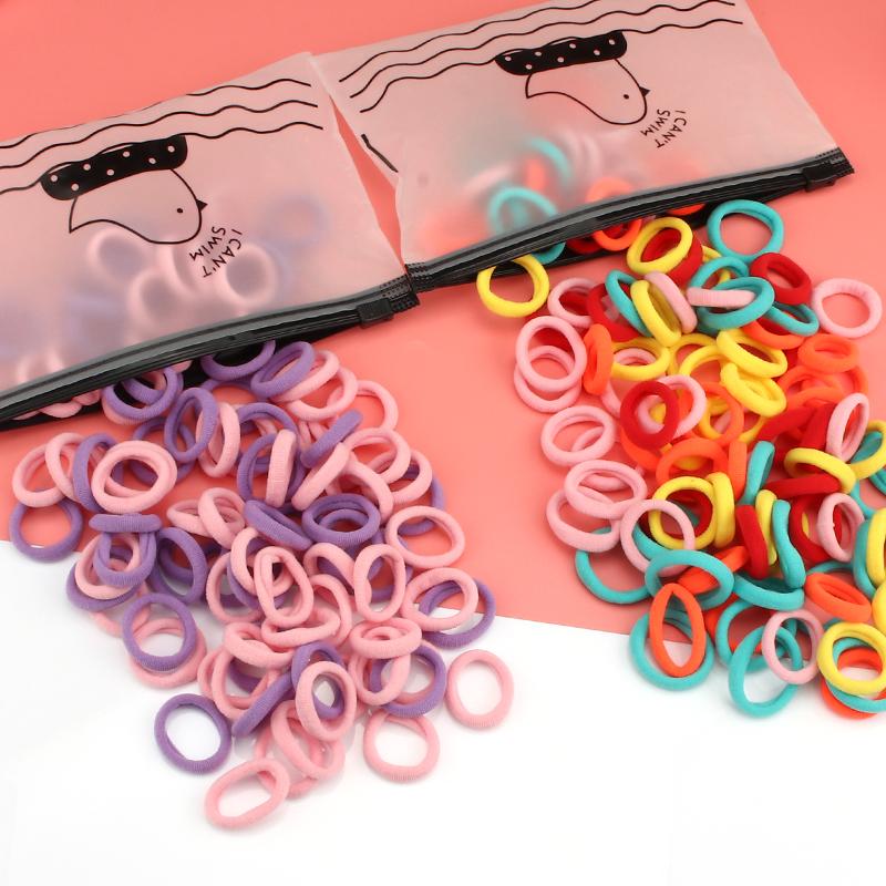 Buy 100Pcs/Set Elastic Rubber Band Girls Fashion Towel Hair Ring Color