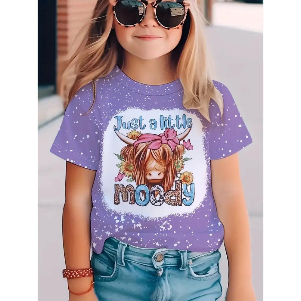 New summer girls short-sleeved T-shirt animal 3D digital printing trend casual loose tops