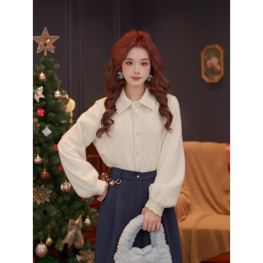 DaYuan Wan'er Women's Thickened Long Sleeve Colored Button Shirt #L15056