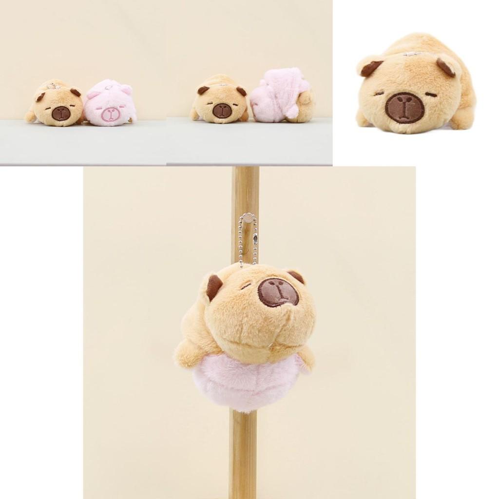 Niedliches Capybara-Plüschtier, süßer Schlüsselanhänger mit Klappmechanismus, weiches Stofftier