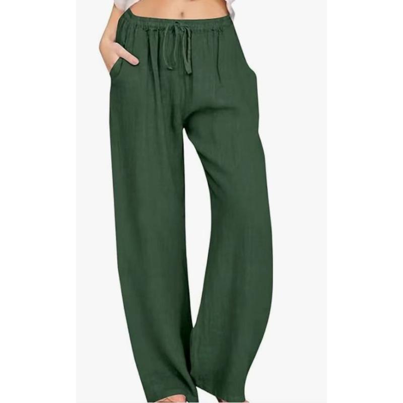 

Брюки женские больших размеров на резинке, льняные повседневные свободные широкие брюки женские B6601#, домашние повседневные универсальные карманные брюки на шнуровке XXXL