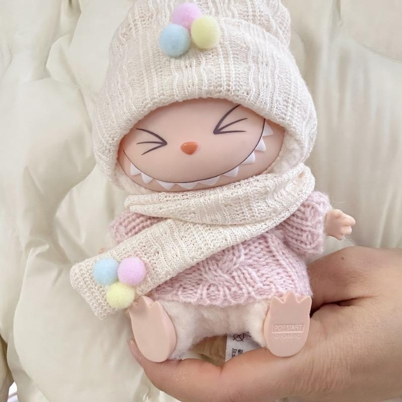 Only clothes for 15-17CM LABUBU v1v2 doll clothes outfit striped series sweater autumn and winter clothes for manual ear-drooping rabbit