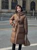 Loose waist and thin down cotton-padded clothes for women's medium and long niche thickened hooded cotton-padded jacket winter coat