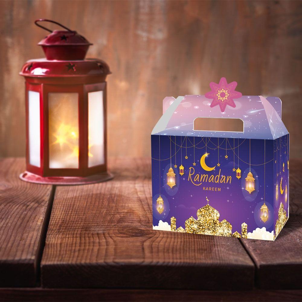 12 Stück gemusterte Eid Mubarak Verpackungsboxen Papierverpackungsbox Ramadan Geschenkbox Feier