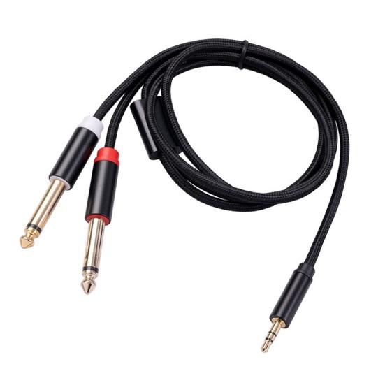 Audiokabel 3,5 mm auf Dual 6,35 mm 1/4 Zoll Stereo Splitterkabel Verstärkeranschluss Audiokabel für PC Laptop Verstärker Mischpult Lautsprecher
