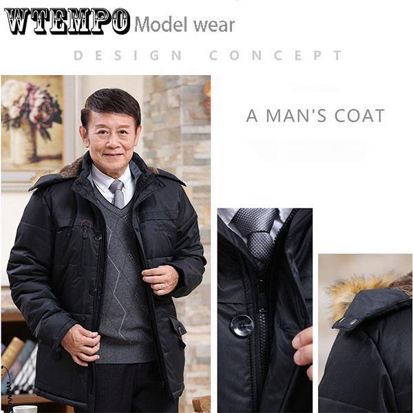 Winter Men's Padded Jacket Middle-aged and Elderly Men's Father's Clothing Thick Fat Jacket Men's Loose Plus Size Cotton Coat