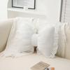 Simple Cute Bow Backrest Sofa Cushion - Comfortable, Breathable, Lace-Edged Support for Living Room or Bedside