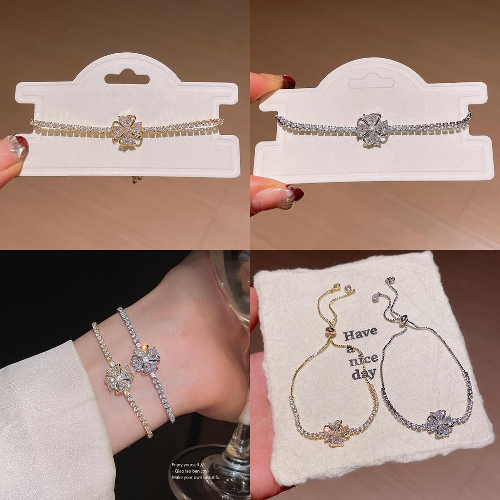 Floral Zirconium Adjustable Bracelet For Women With Elegant And Trendy Style