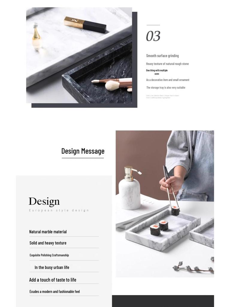 Nordic Marble Minimalist Bathroom Display Tray - Luxury Round Storage Plate