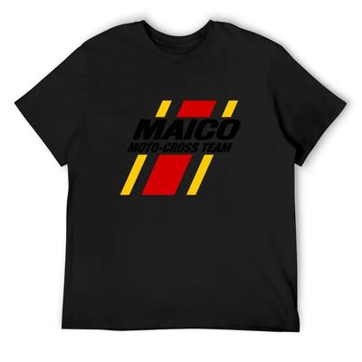 MAICO Motocross Team Grafisch T-shirt met Rode & Gele Strepen vintage grafisch t-shirt hippie kleding shirts heren